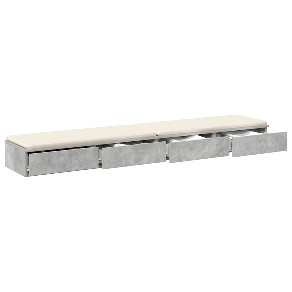 Bed Drawers Concrete grey 200 x 36.5 x 16.5 cm Engineered wood